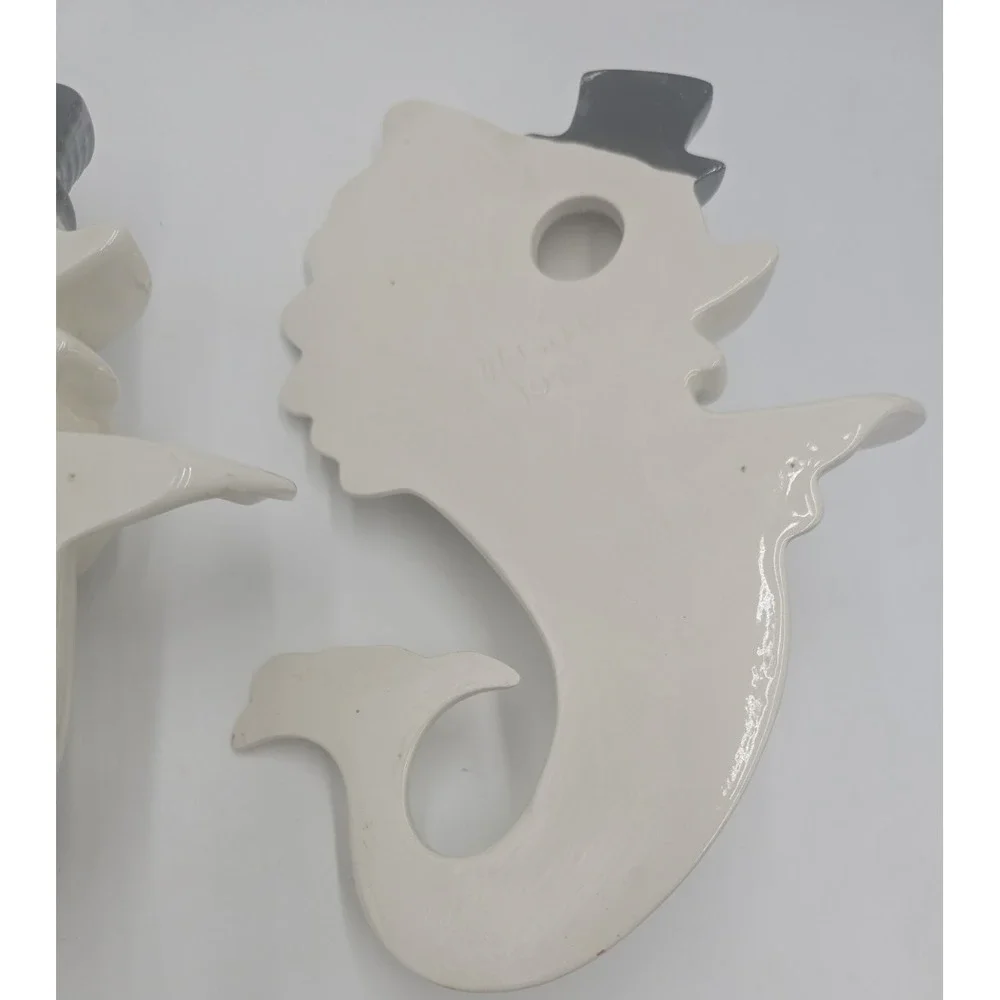 Arnels Vintage Anthropomorphic Fish Wall Plaques Retro Coastal Ceramic Pair